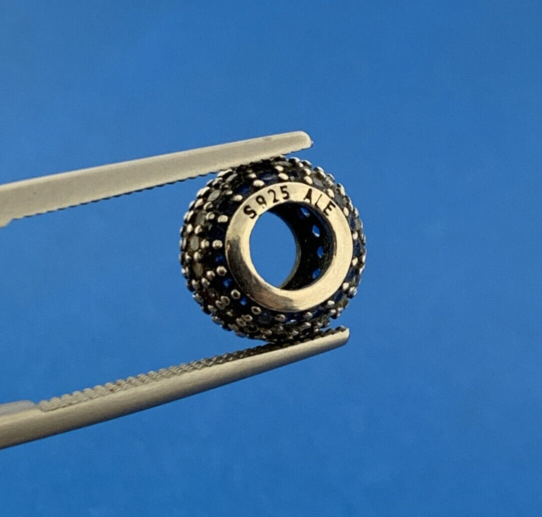 PANDORA Sterling Silver Blue Crystal Nautical Pave Lights 791172NCB Slide Charm