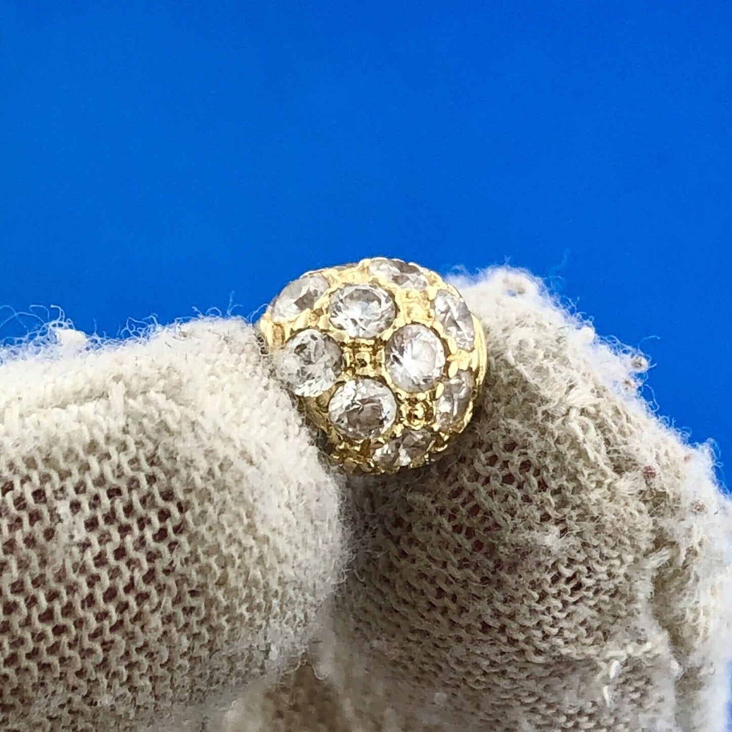 Gorgeous 14k Yellow Gold Sparkling Round Cut CZ Circular Sphere Bracelet Charm