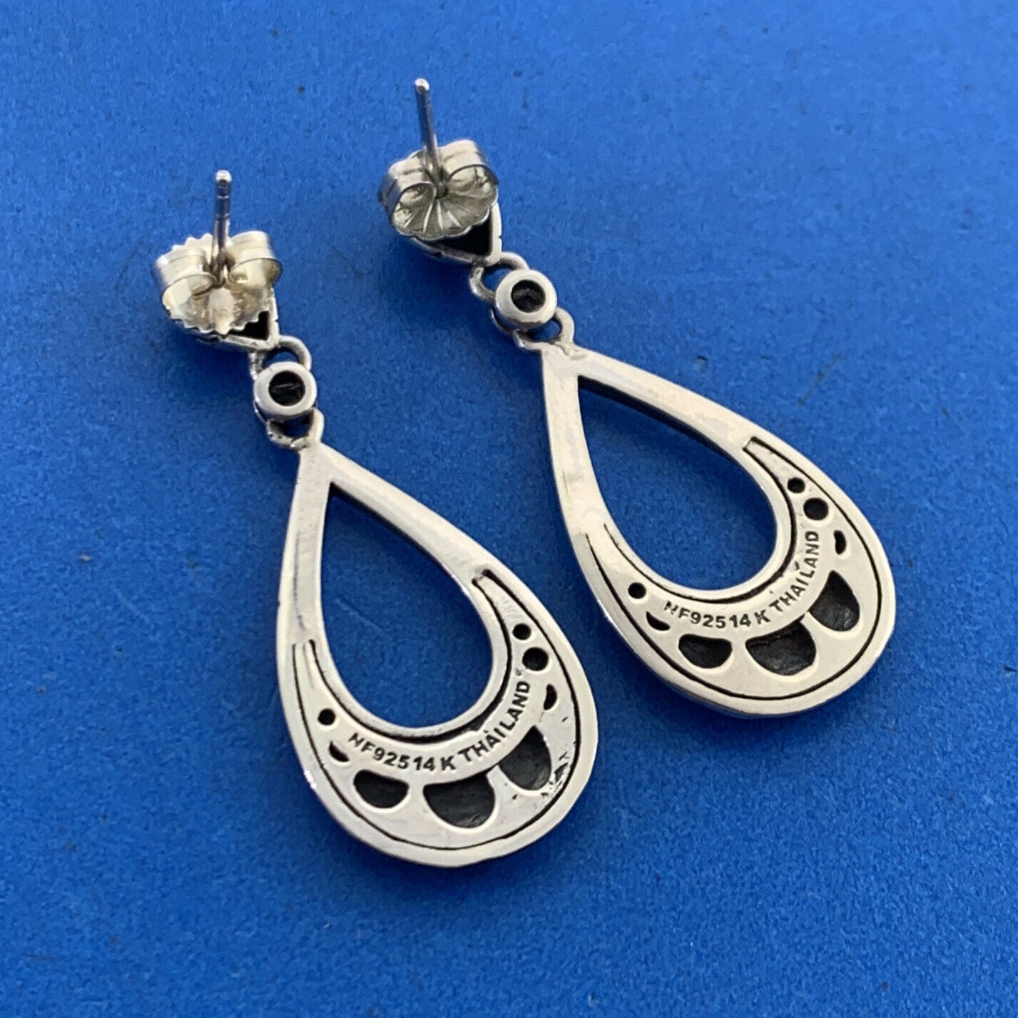 Designer NF 925 Sterling Silver 14K Yellow Gold Pear Drop Dangle Stud Earrings