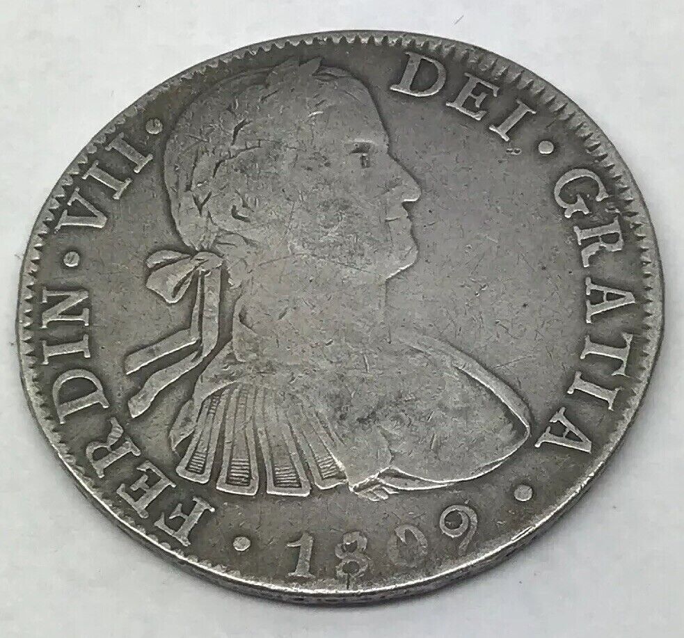1809 TH Silver 8 Reales Mexico City Mint Pillar Dollar Colonial Coin