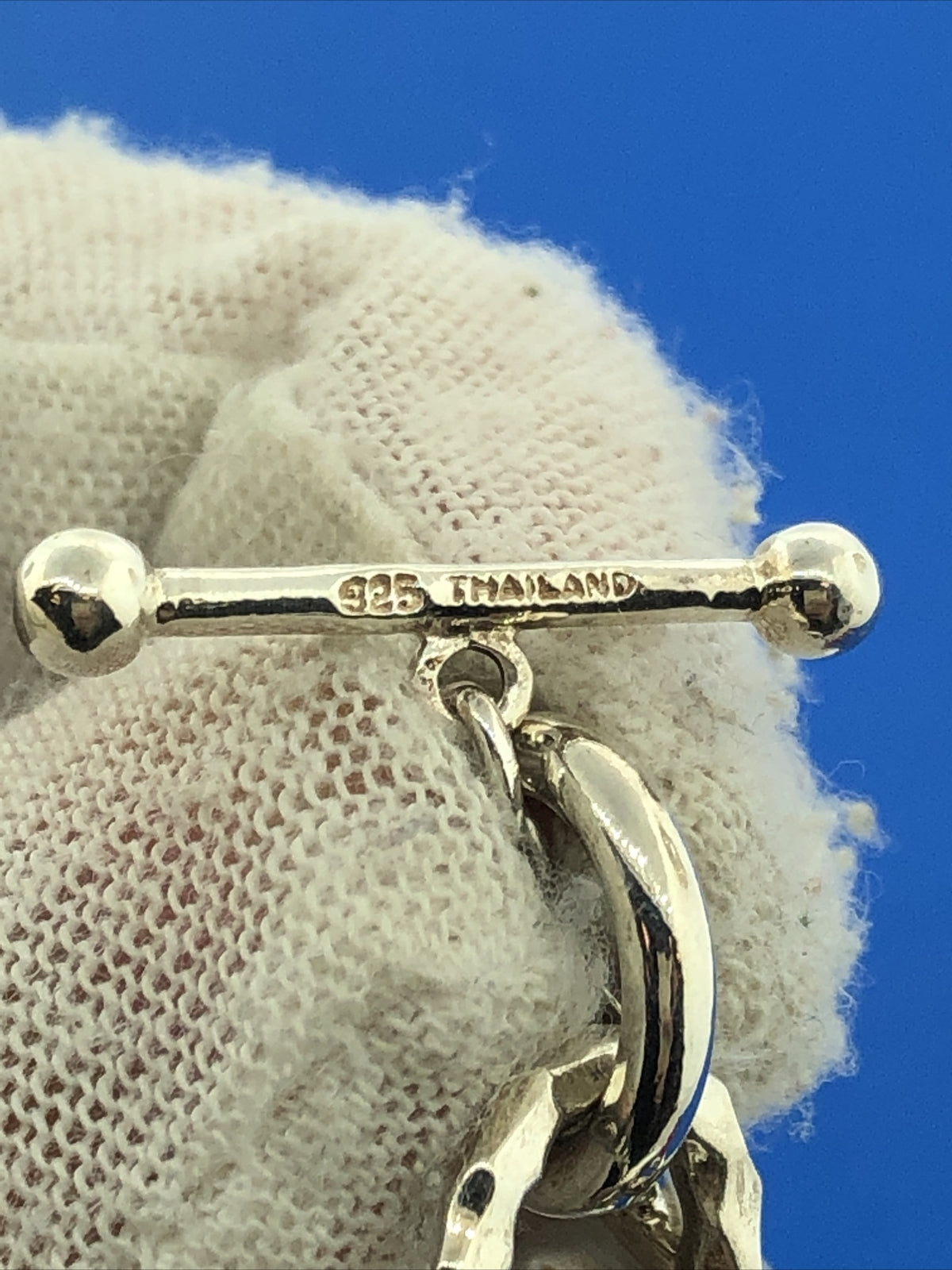 Designer Sterling Silver Mother Of Pearl Disc Panel Statement Toggle Bracelet