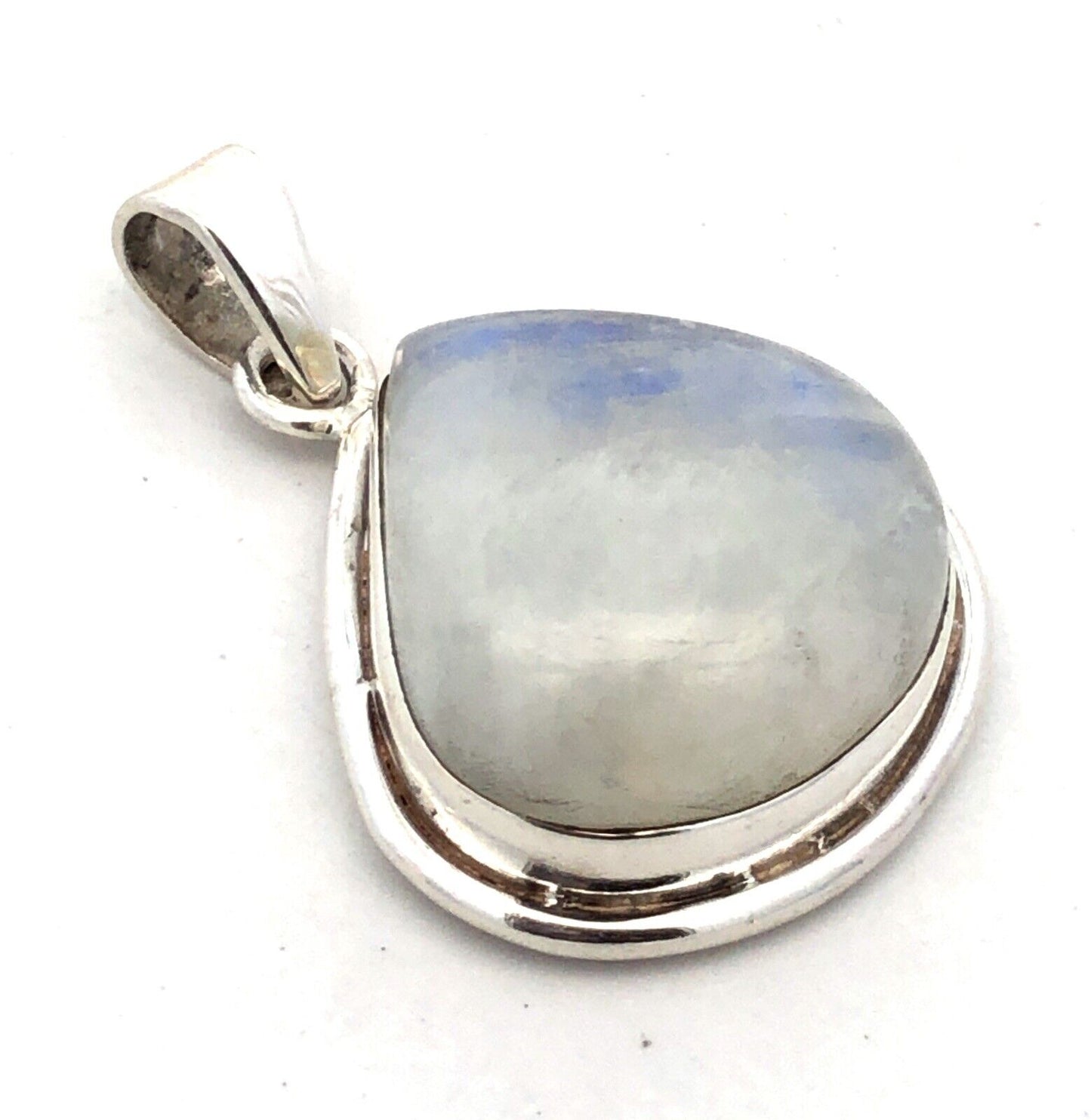 Estate 925 Sterling Silver Teardrop Moonstone Cabochon Solitaire Pendant