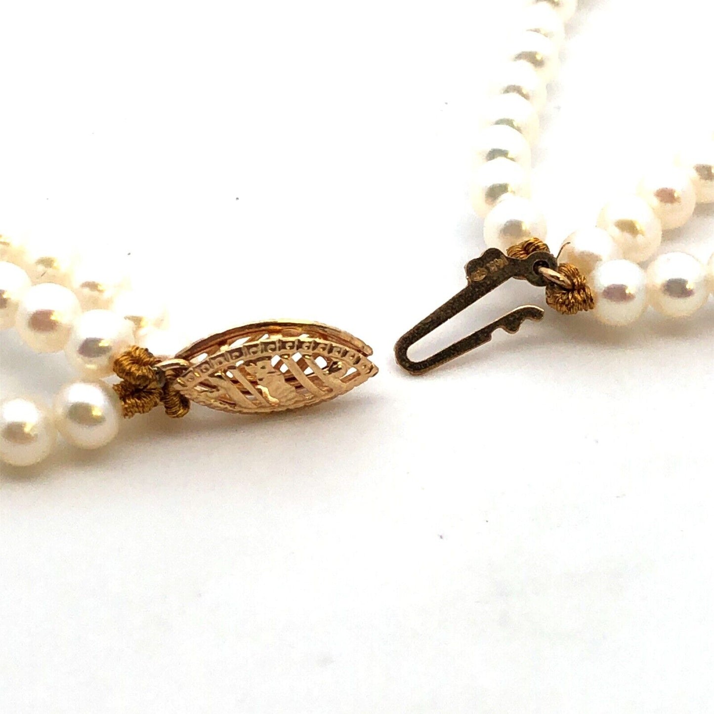 Designer 14K Yellow Gold White Pearl Beaded 3-Strand Necklace