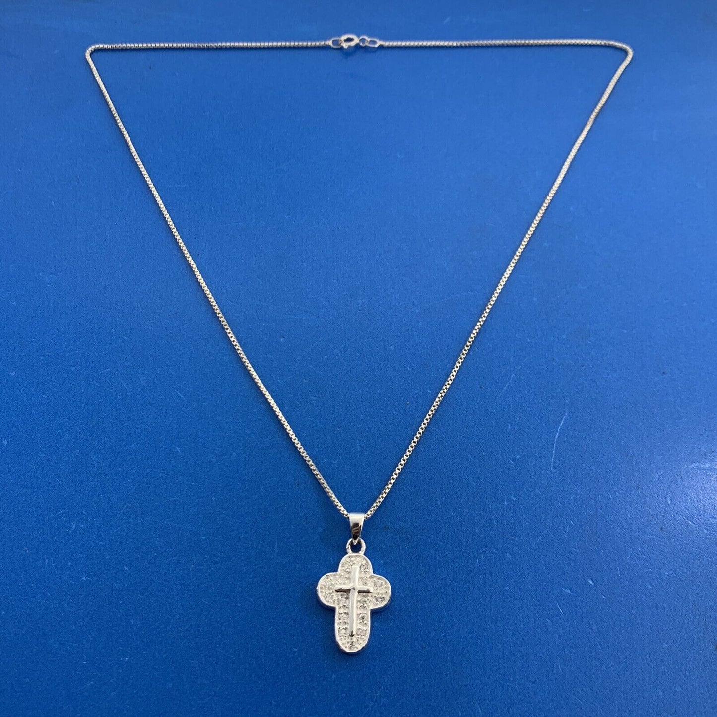 Designer CG 925 Sterling Silver Cubic Zirconia Cross Pendant Necklace