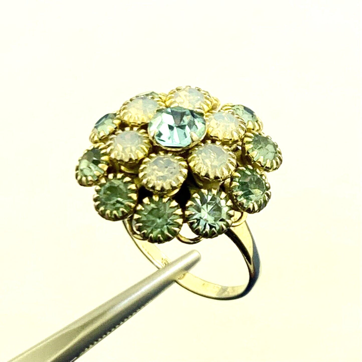 Joseph Esposito ESPO 925 Sterling Silver Vermeil Blue Cubic Zirconia Flower Ring