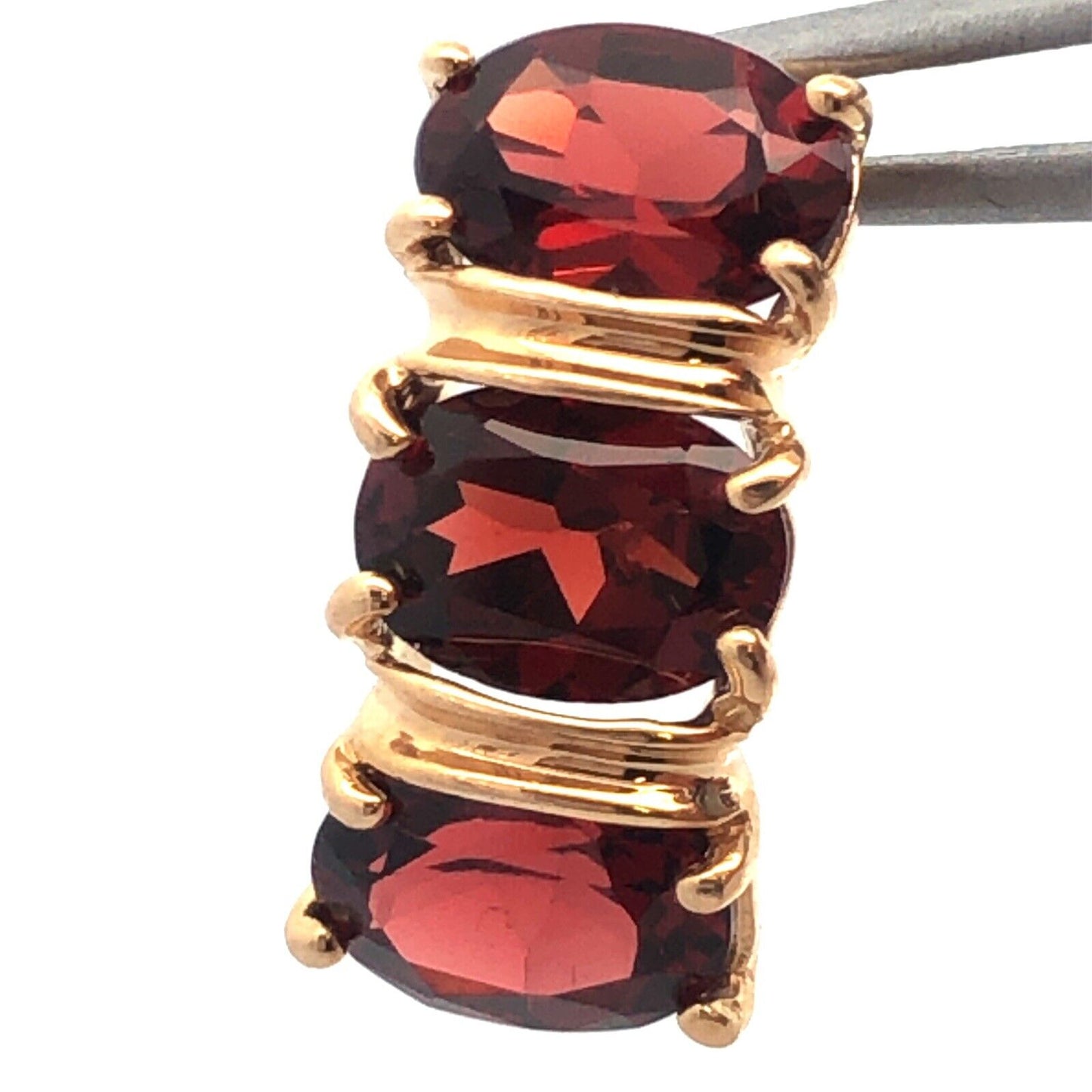 14K Yellow Gold Oval Rhodolite Garnet January Drop Pierced Earrings