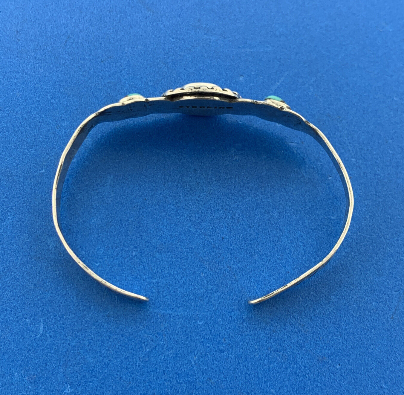 Native American 925 Sterling Silver Turquoise Storyteller Child's Cuff Bracelet