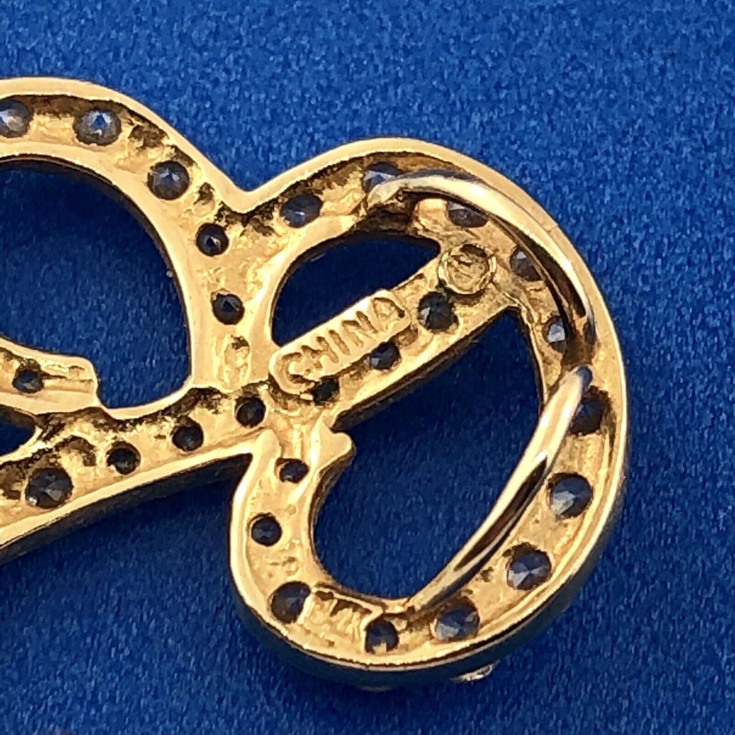 Designer 14K Yellow Gold Diamonique Cubic Zirconia Script B Monogram Pendant