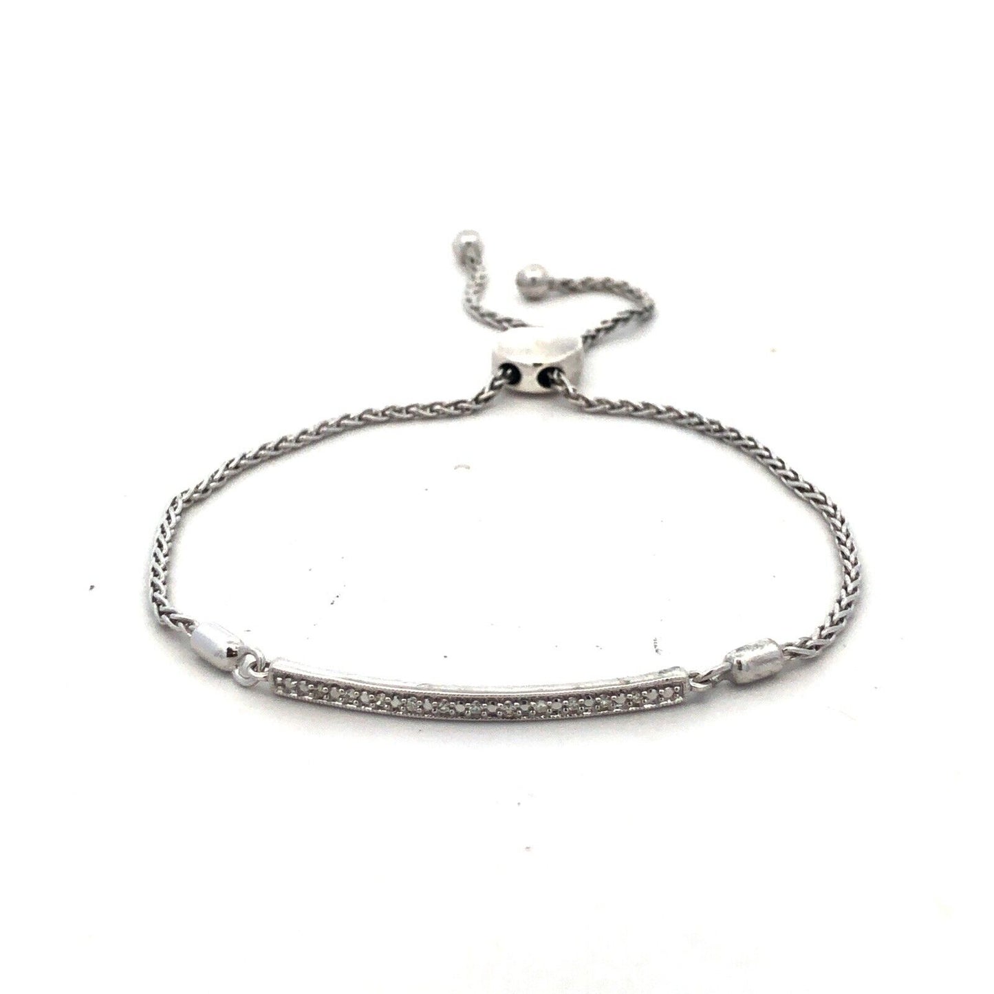 Designer ASHI 925 Sterling Silver Round Diamond Bar Adjustable Tennis Bracelet