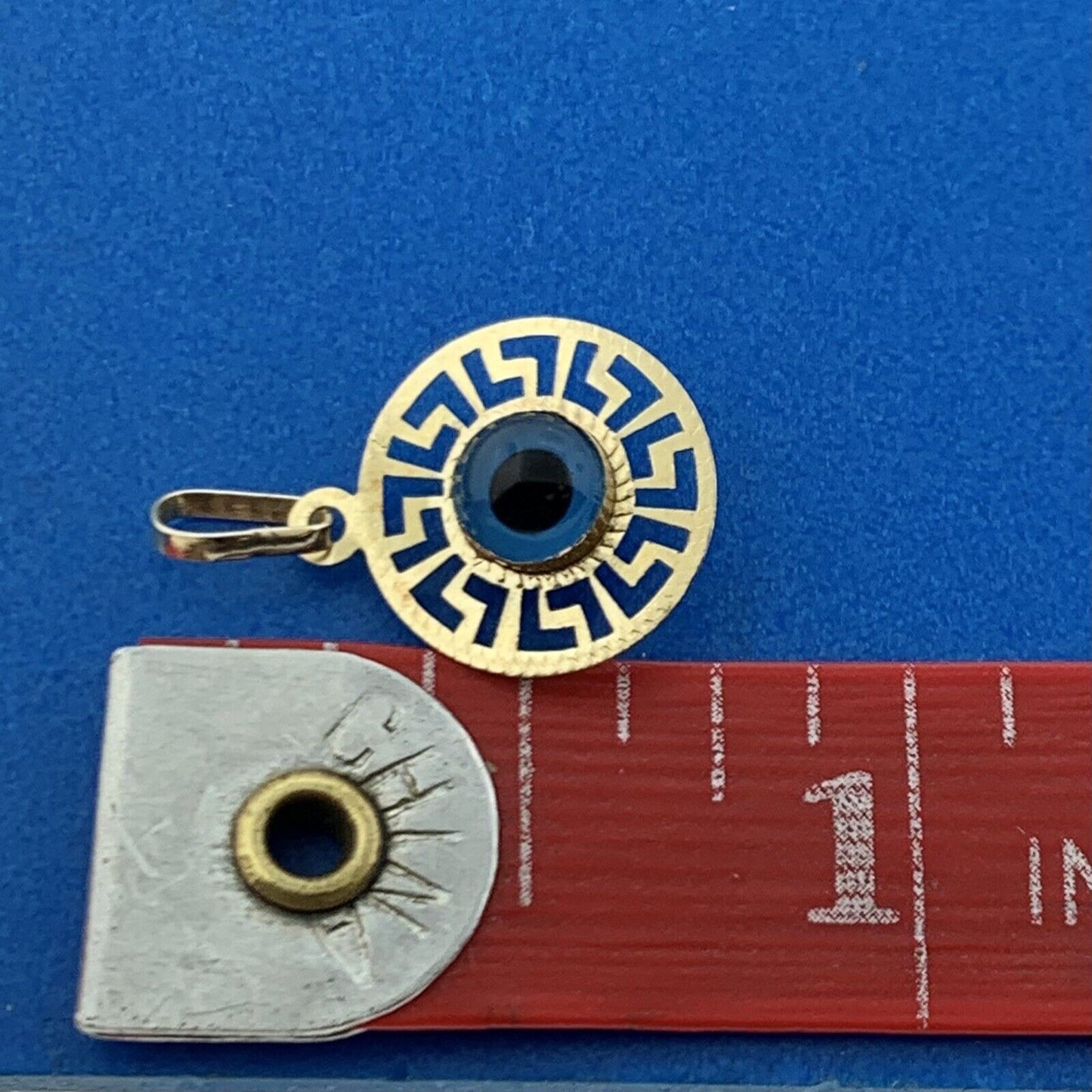 Designer 10K Yellow Gold Evil Eye Good Luck Bad Luck Talisman Charm Pendant