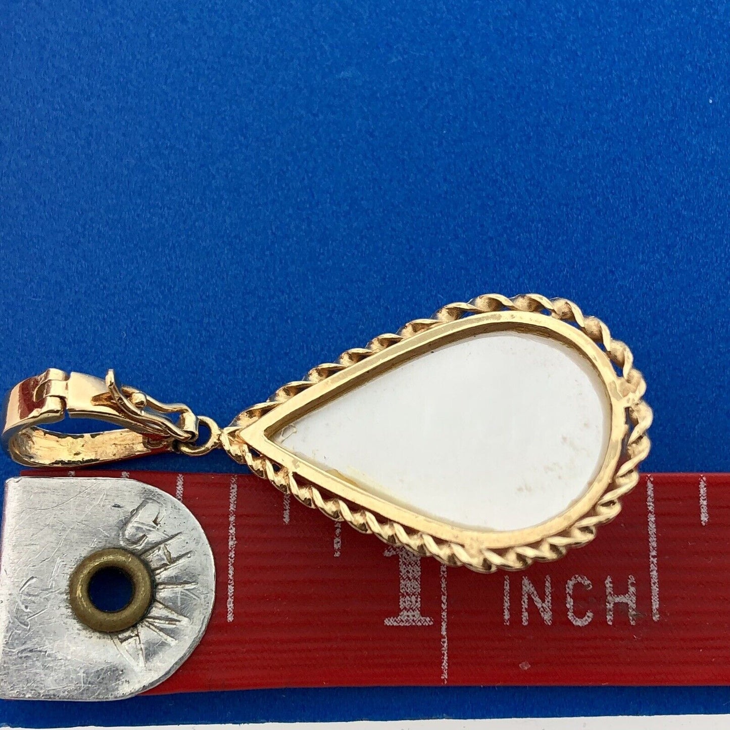 Vintage Designer 14k Yellow Gold 585 Teardrop Pearl Estate Pendant