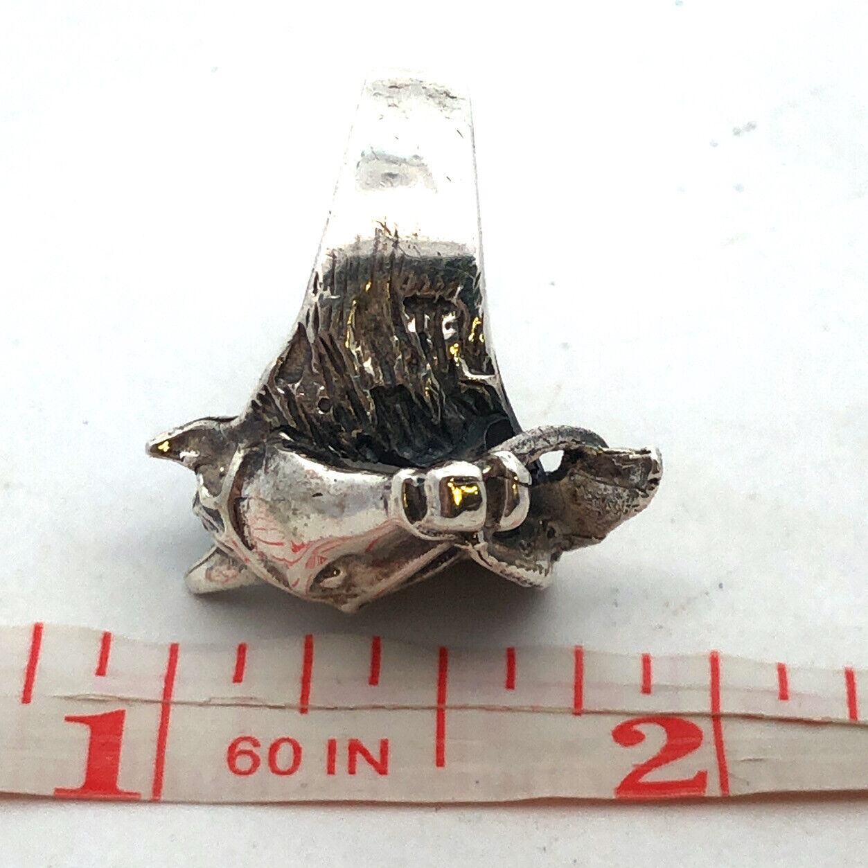 Retro 925 Sterling Silver Horse Head Bridle Western Style Statement Chunky Ring