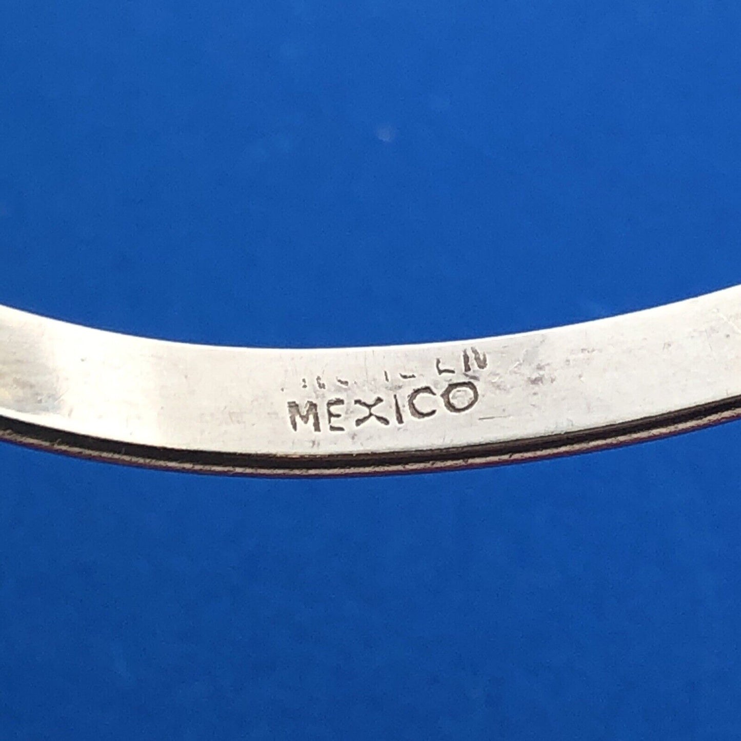 Vintage Mexico Sterling Silver 925 White/Grey Tigers Eye Bangle Bracelet