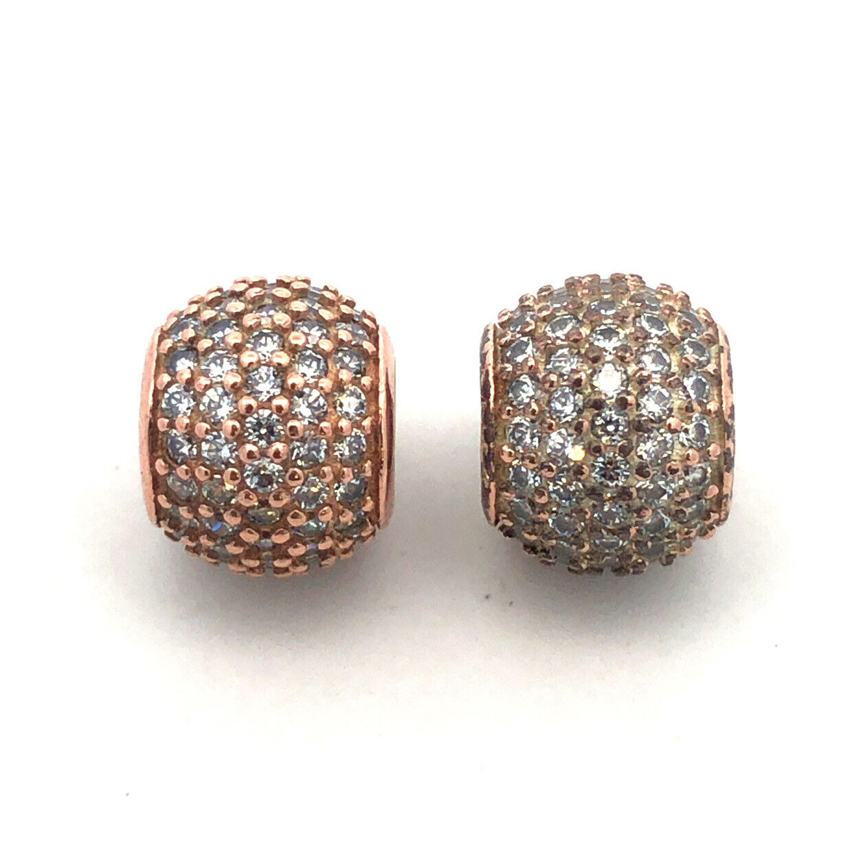 PANDORA 925 Sterling Silver Rose Gold Vermeil CZ Lights Ball 781051 Pave Charm