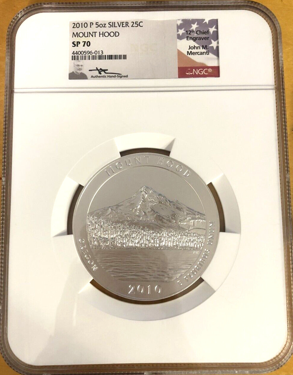NGC 2010 Mount Hood Oregon 25C P SP70 America The Beautiful ATB 5oz Silver Coin