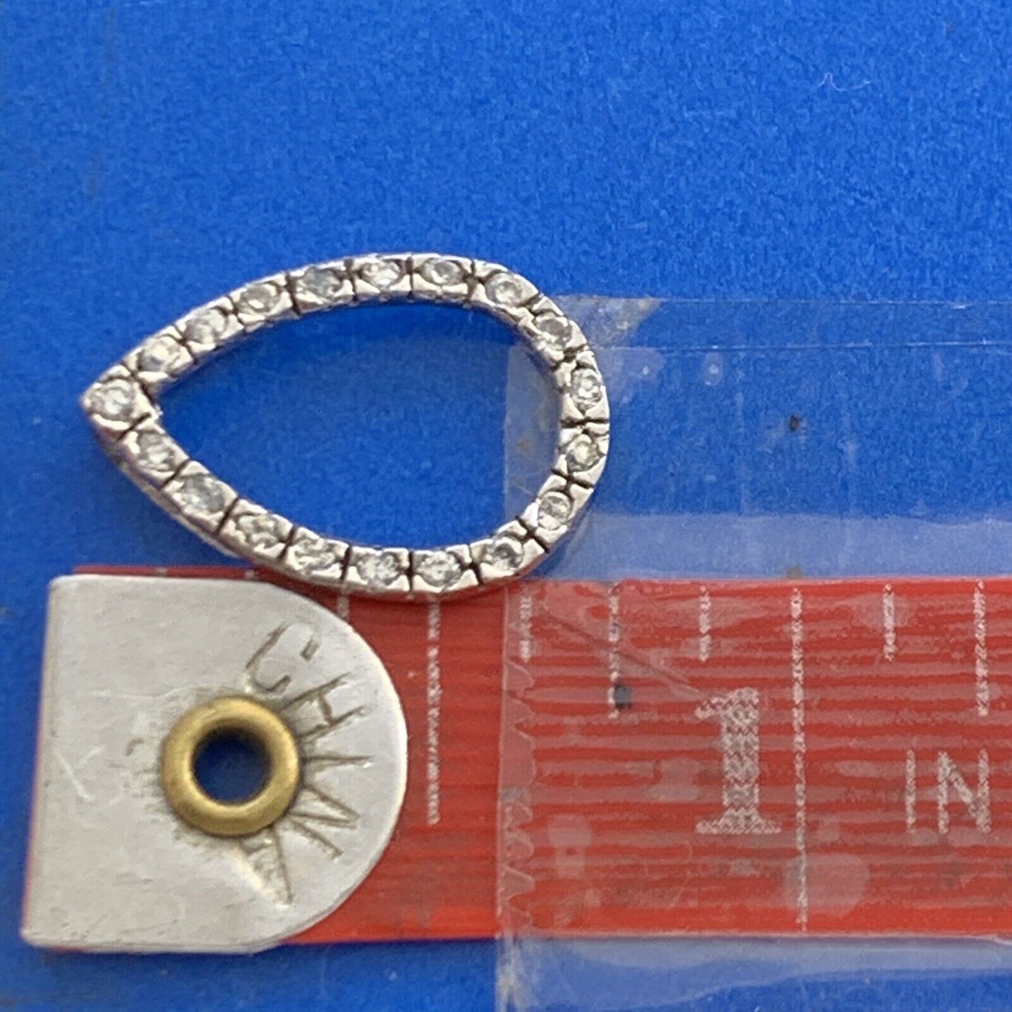 Designer 925 Sterling Silver Round White Topaz Tear Drop Slide Pendant