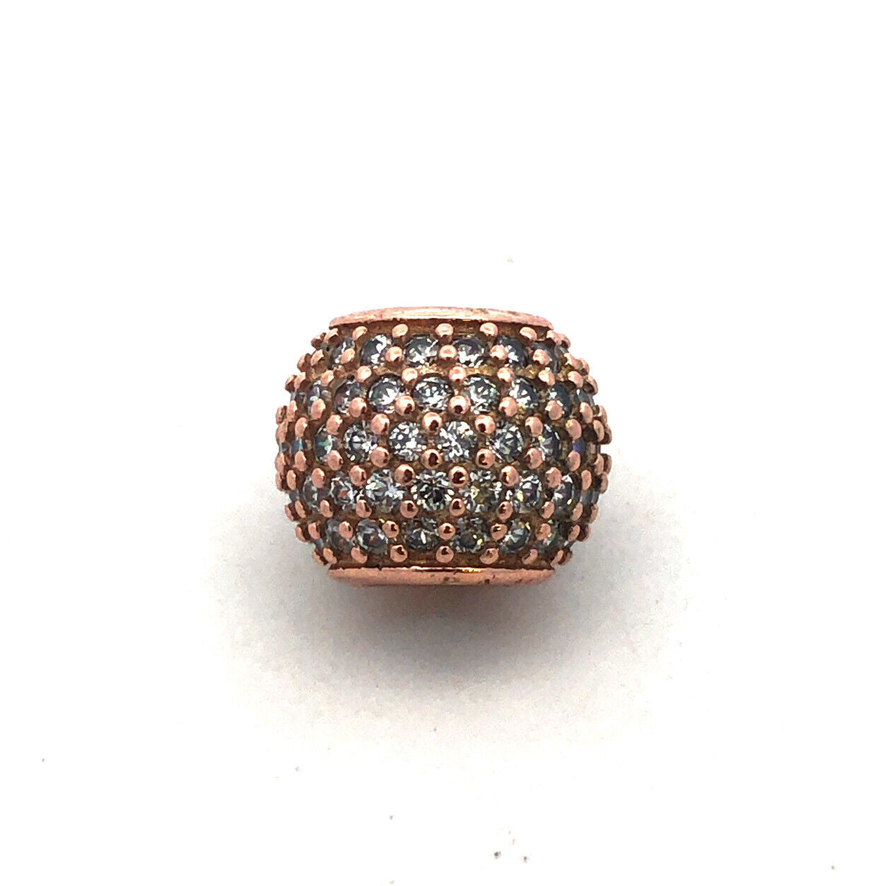 PANDORA 925 Sterling Silver Rose Gold Vermeil CZ Lights Ball 781051 Pave Charm
