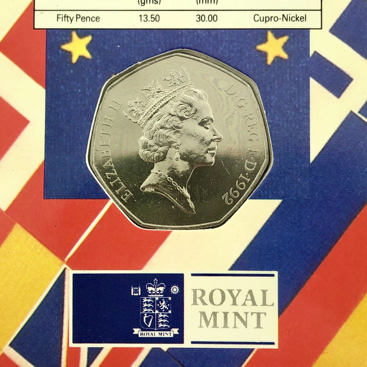 1992 1993 COMMEMORATIVE FIFTY PENCE ISSUE EUROPE IN ORIGINAL SEALED CASE