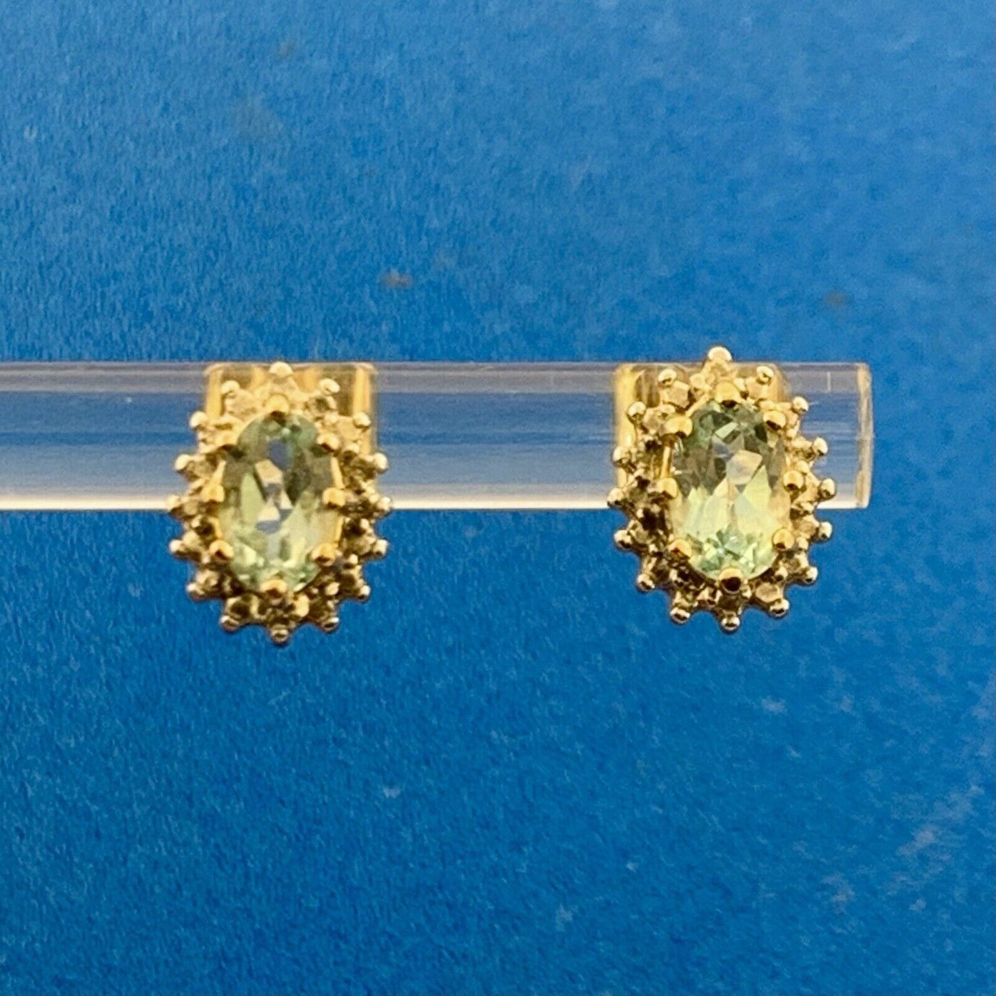 Designer 925 Sterling Silver Vermeil Two Tone Oval Blue Topaz Stud Earrings