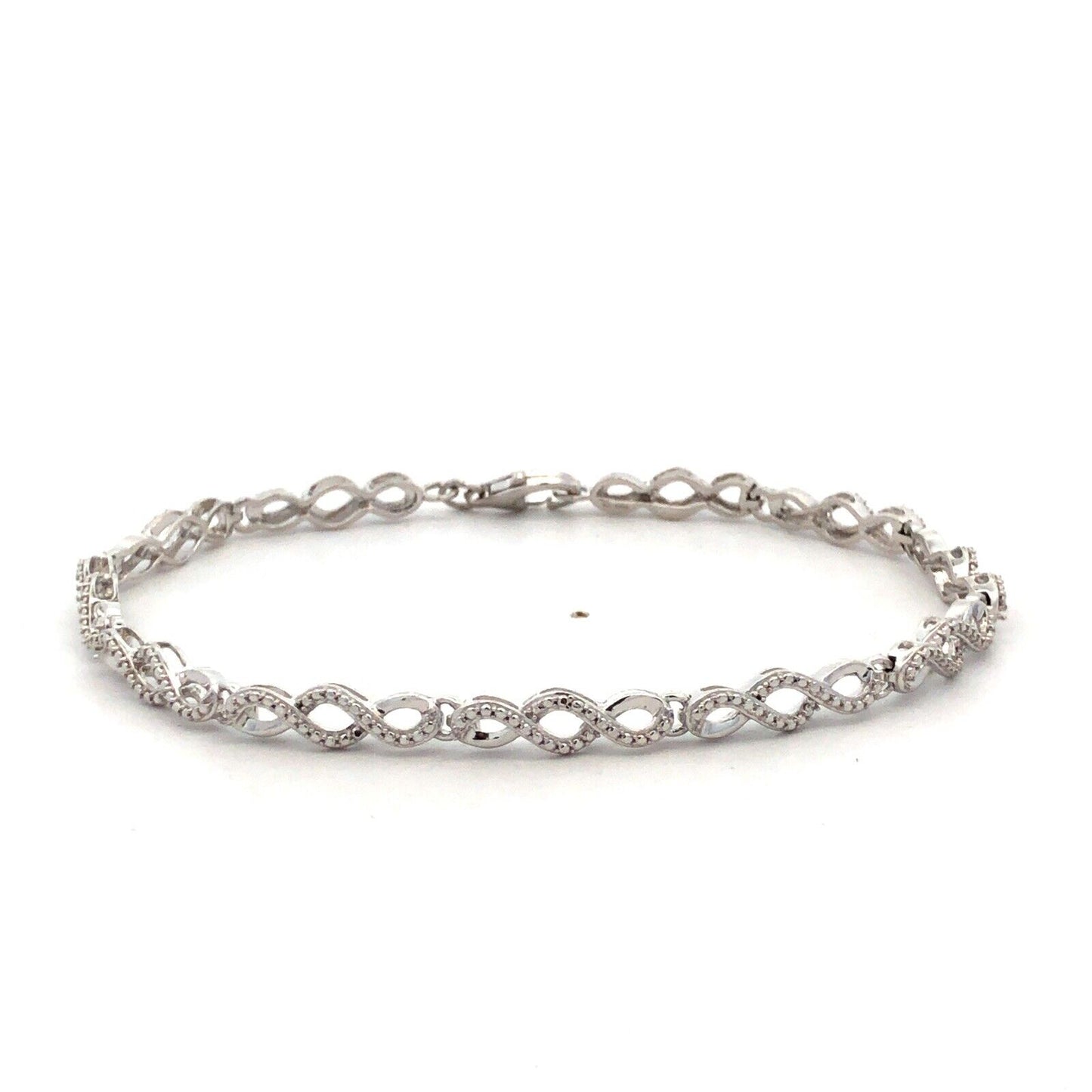 925 Sterling Silver Designer JWBR Textured Infinity Anniversary Tennis Bracelet