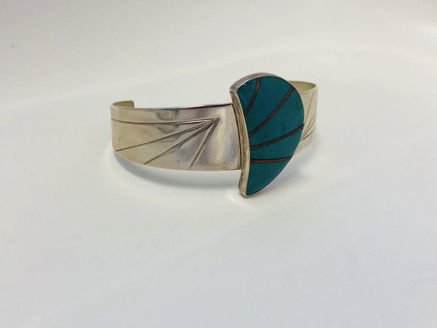 Jay King Desert Rose Trading 925 Sterling Silver Turquoise Inlay Cuff Bracelet