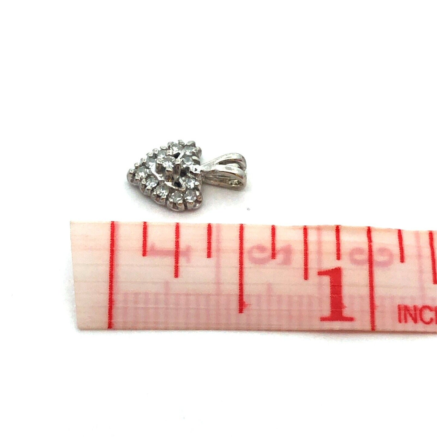 14K White Gold Round Diamond Cluster Heart Anniversary Charm Pendant