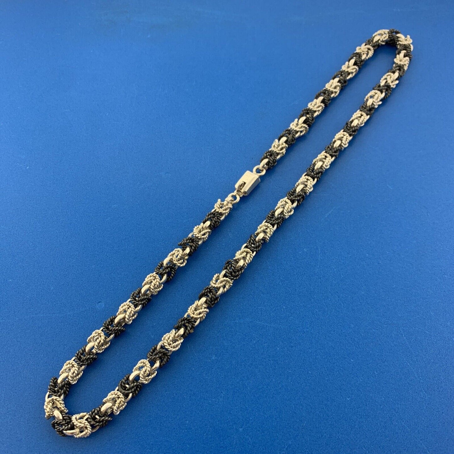 Taxco Mexico TV-53 Two Toned Sterling Silver 925 Circle Rope 16" Chain Necklace