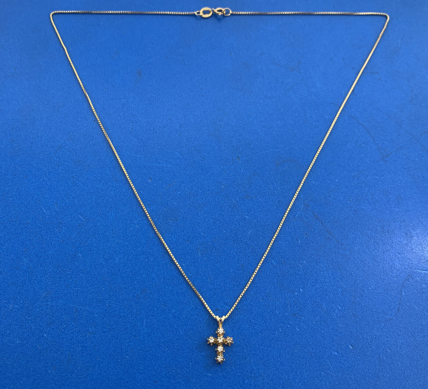 Designer 14K Yellow Gold Diamond Petite Cross Religious Communion Necklace
