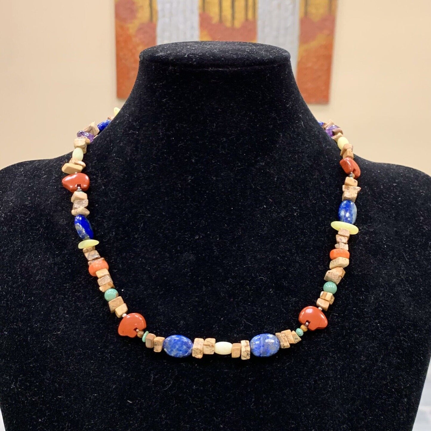 Designer Carolyn Pollack Sterling Silver 925 Multi-Gemstone 21" Strand Necklace