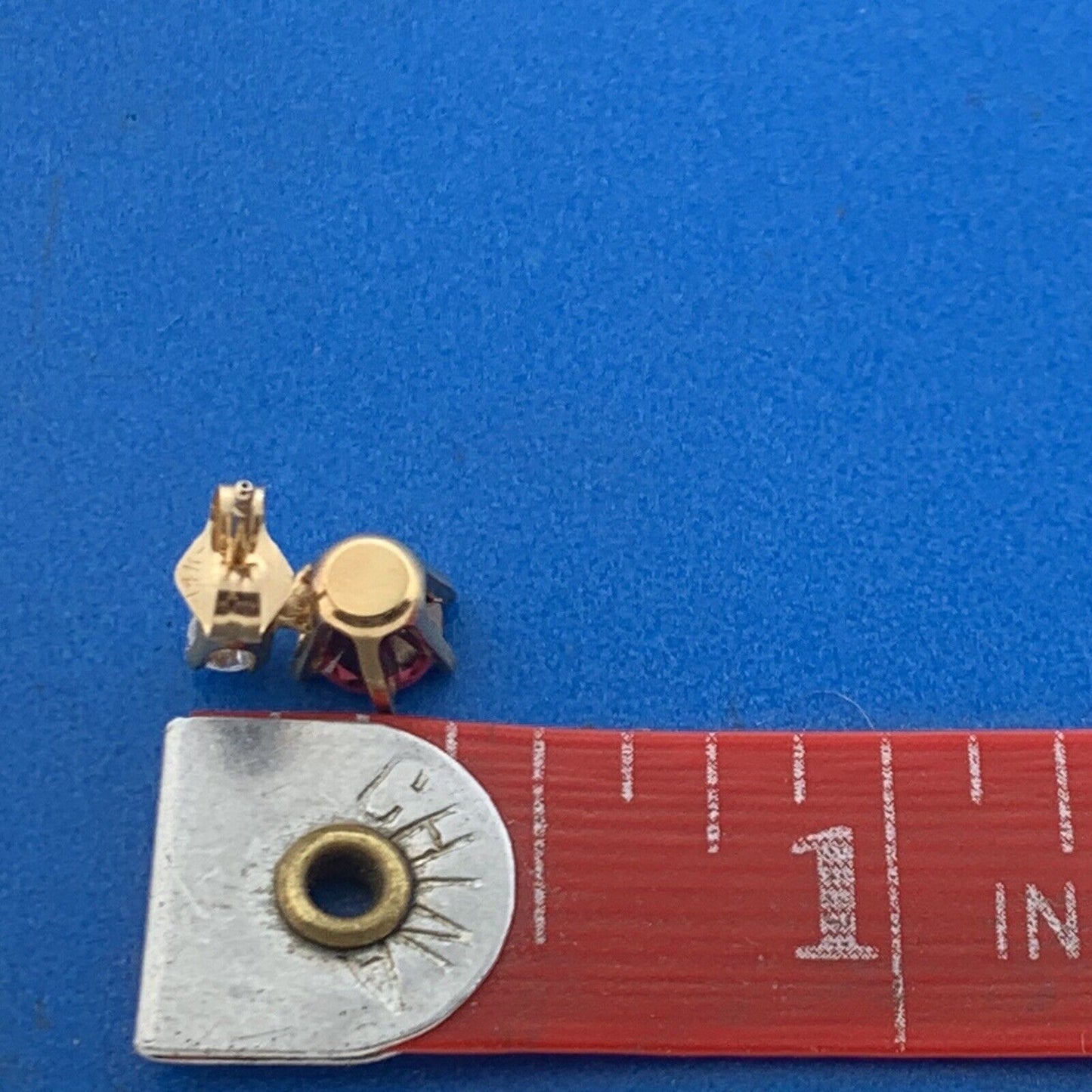 14K Yellow Gold Garnet Diamond Accent January Anniversary Stud Earrings