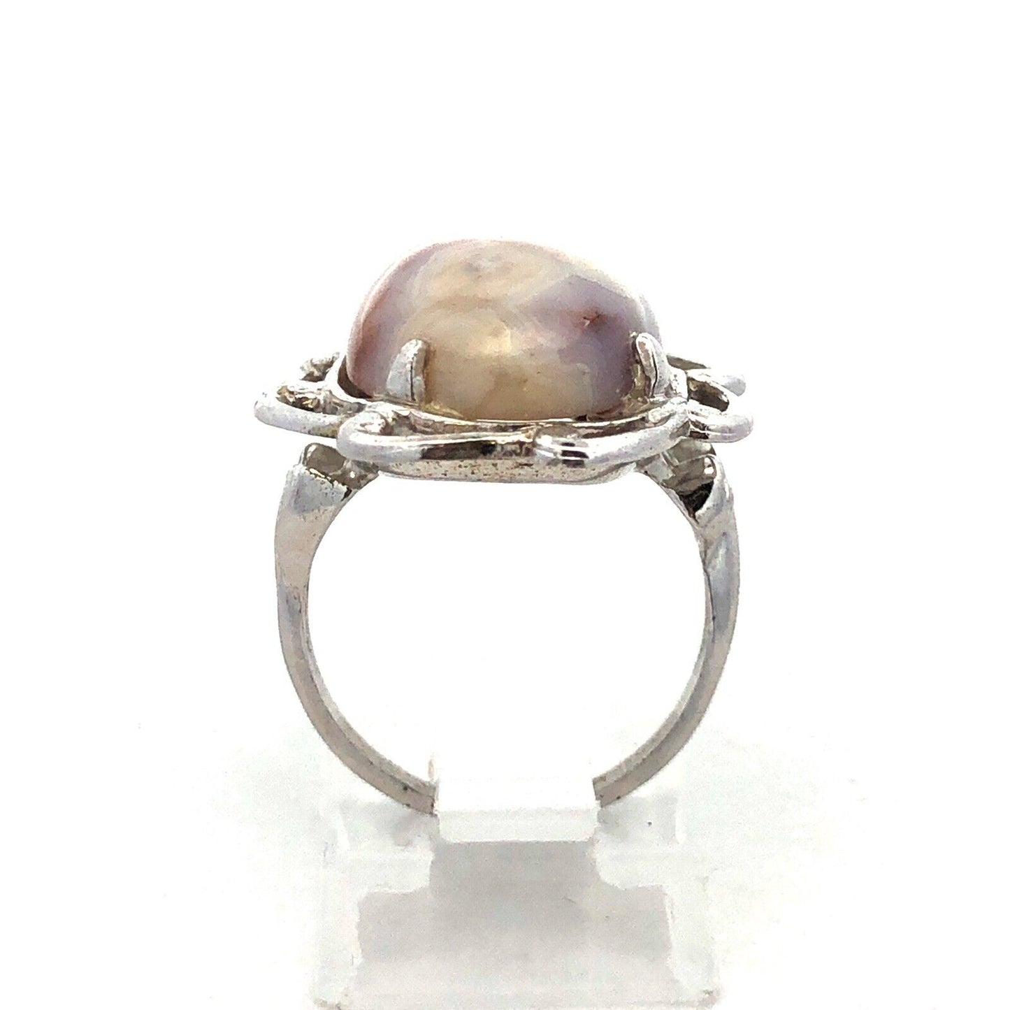Designer 925 Sterling Silver Oval Agate Cabochon Statement Cocktail Ring