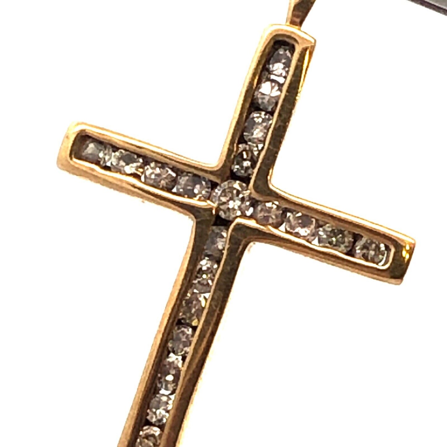 Designer 10K Yellow Gold Channel Set Diamond Religious Communion Cross Pendant