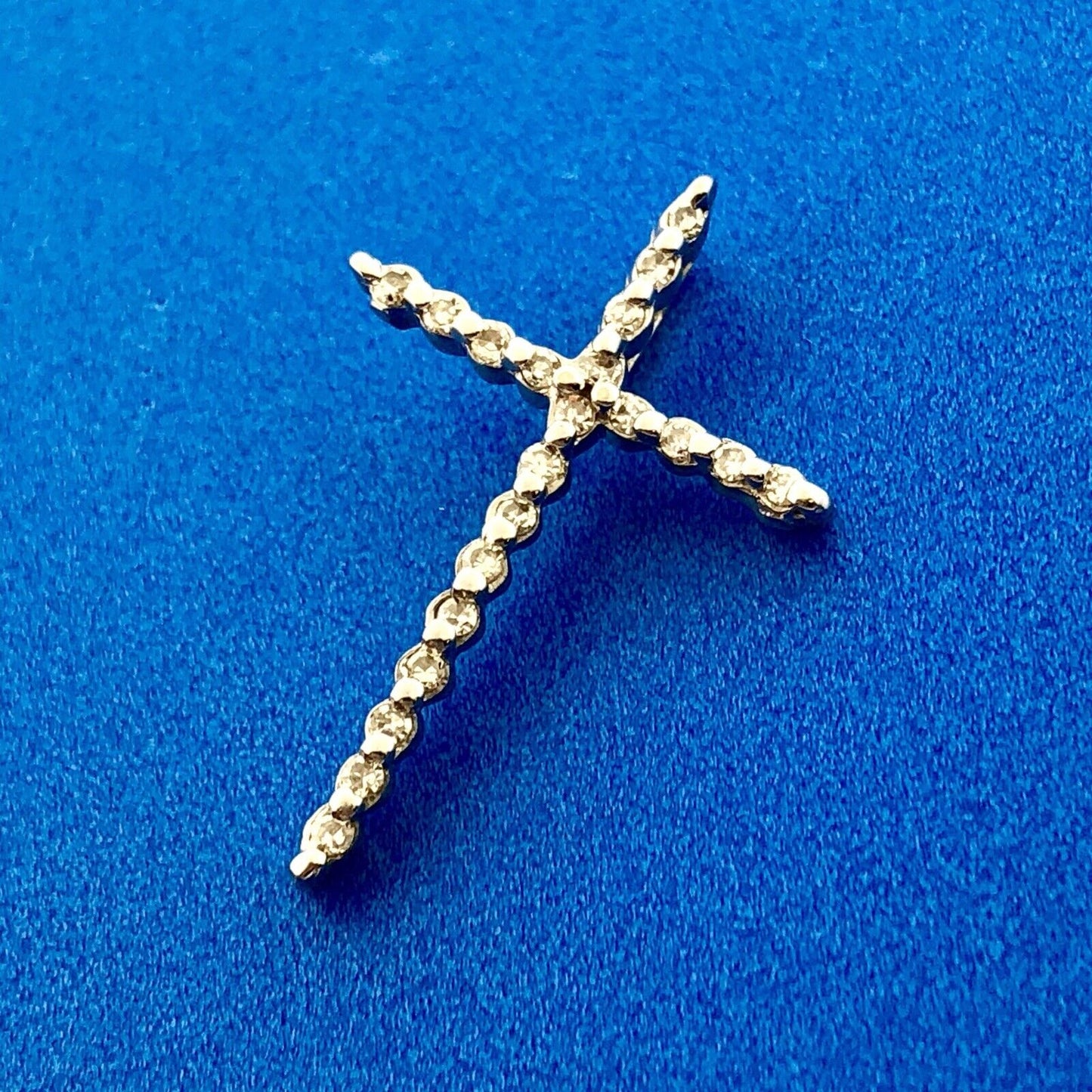 Designer 14K White Gold Pave Diamond Cross Easter Communion Cross Pendant