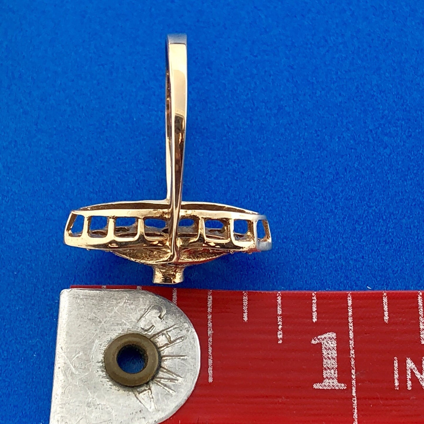 Art Deco Art Nouveau 14K Yellow Gold Sapphire Aquamarine Accent Cocktail Ring