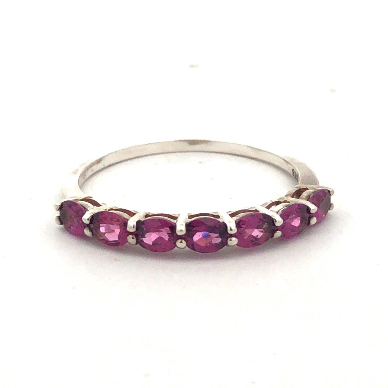 Designer STS 925 Sterling Silver Oval Pink Tourmaline Stackable Band Ring