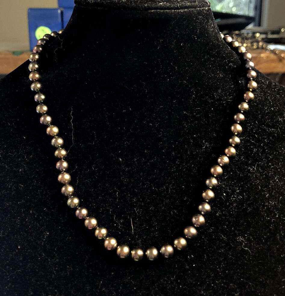 Designer FIC 14K Yellow Gold Round Tahitian Peacock Pearl Knotted Bead Necklace