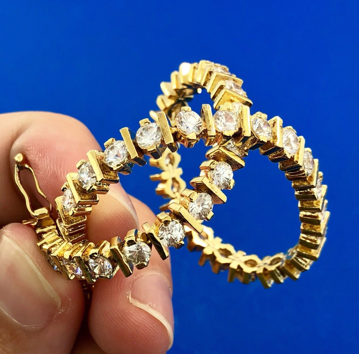 Dramatic 925 Sterling Silver Vermeil Cubic Zirconia CZ Statement Tennis Bracelet