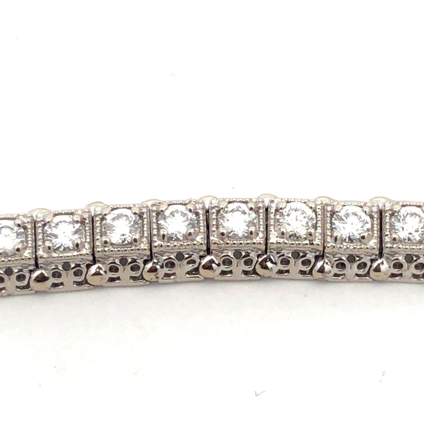 Designer 14K White Gold Round Diamond Open Work Statement Tennis Bracelet