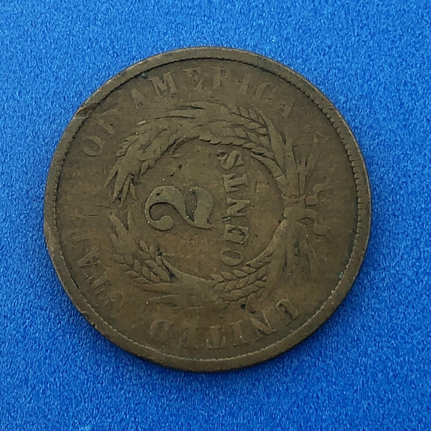 1864 P Bronze Two-Cent Piece Union Shield Large Motto Philadelphia Mint Coin