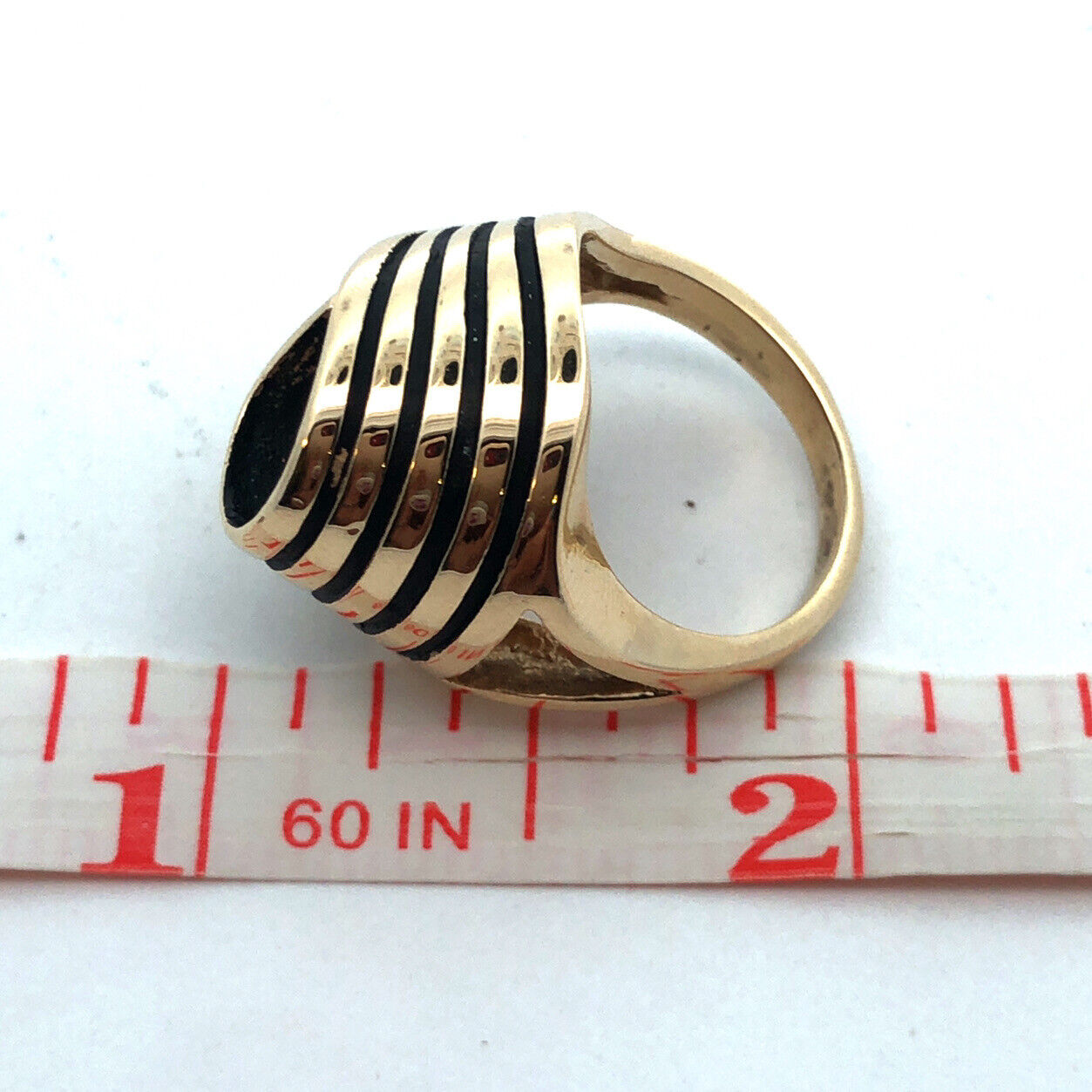 Vintage 14K Yellow Gold Diamond Egyptian King Tut Cocktail Ring
