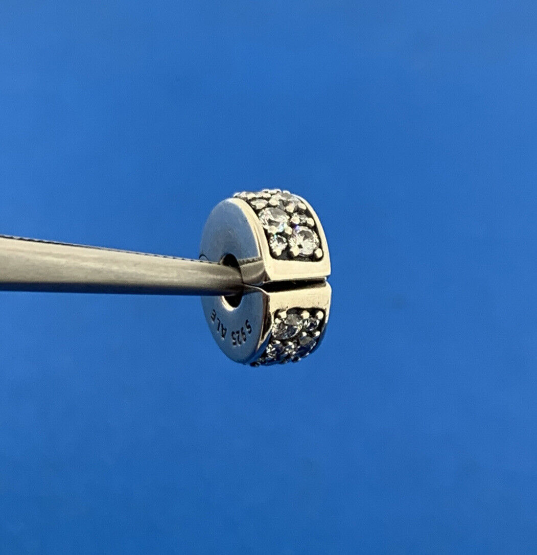 Authentic PANDORA Moments Sterling Silver Pave Clear Cubic Zirconia Clip Charm