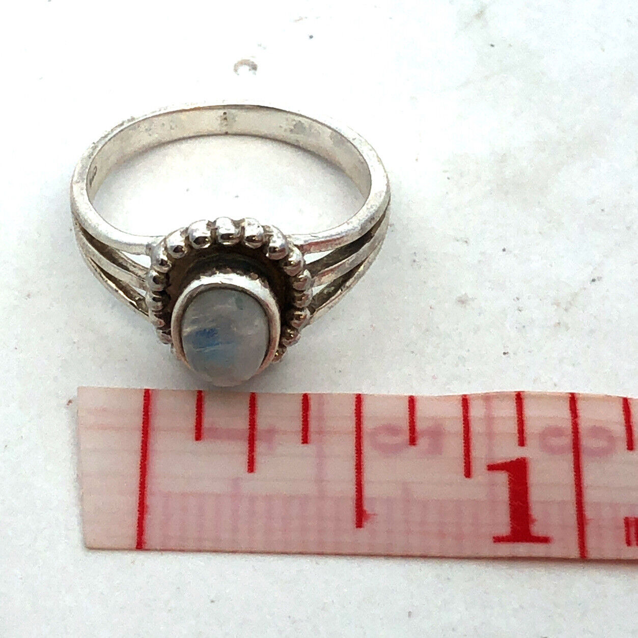 Estate 925 Sterling Silver Oval Moonstone Cabochon Size 6.75 Cocktail Ring