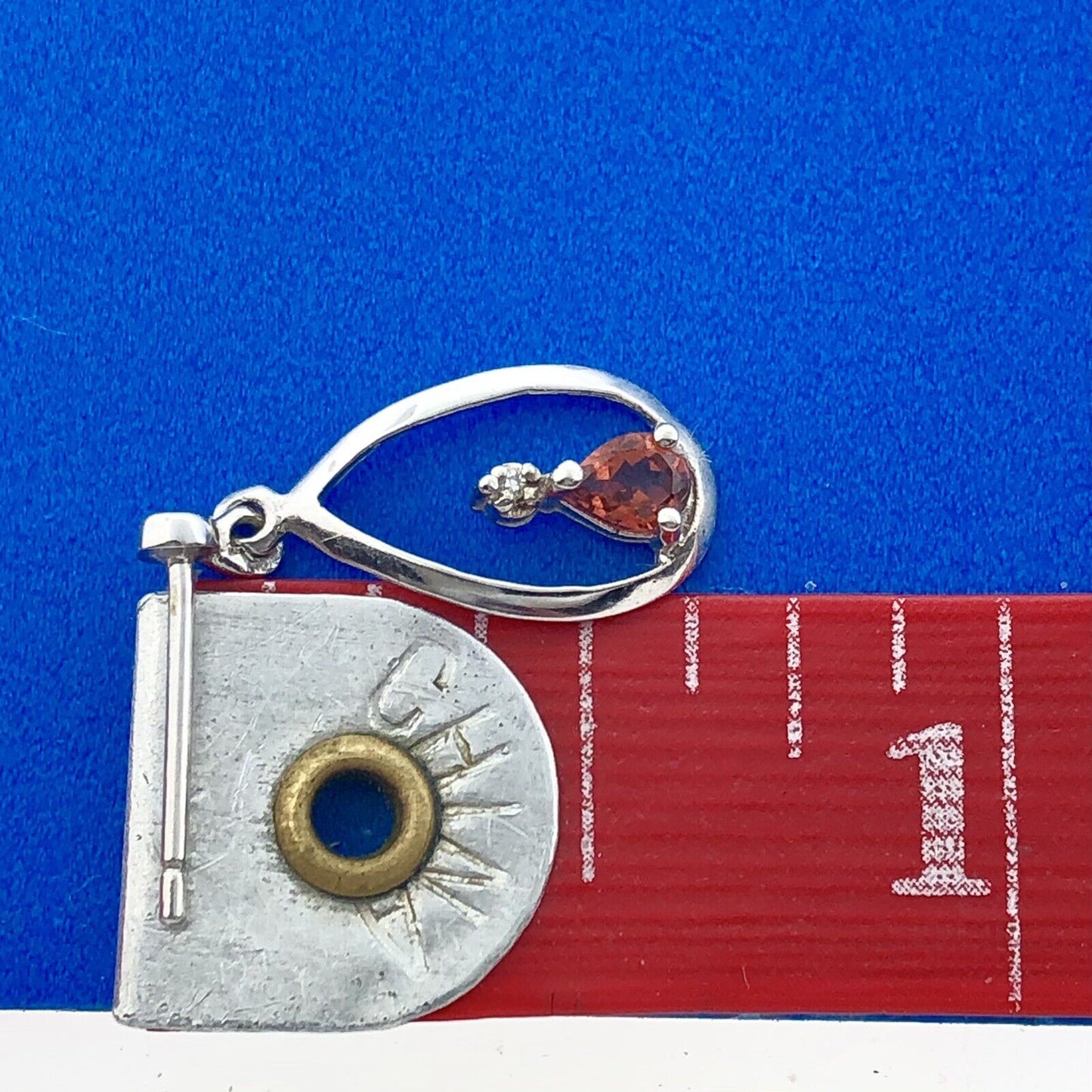 Designer QG Sterling Silver Garnet Diamond Openwork Teardrop Dangle Earrings