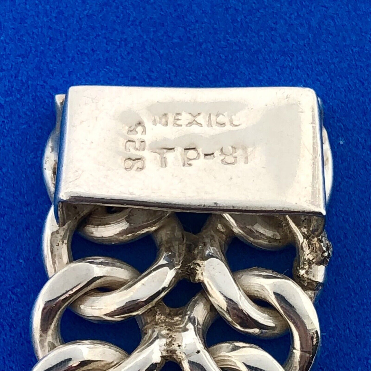 Signed Taxco 925 Sterling Silver Double Cable Link Statement Choker Necklace