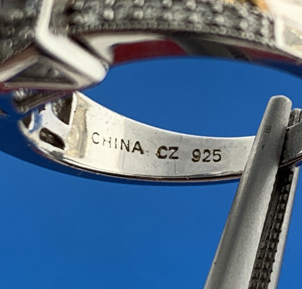 QVC Verragio 925 Sterling Silver Two Toned Cubic Zirconia Accent Engagement Ring