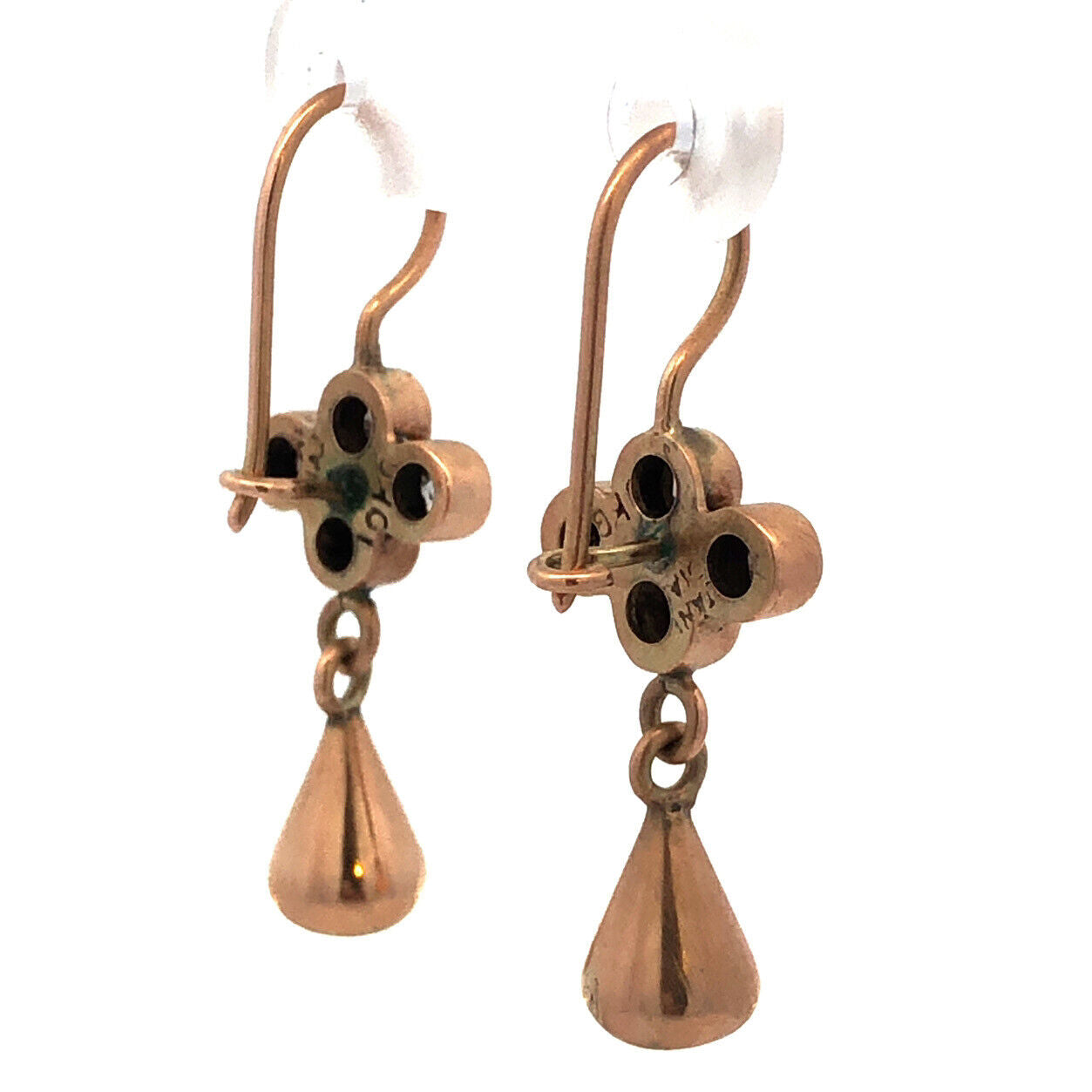 Designer Jane Diaz 10K Yellow Gold Champagne Diamond Drop Dangle Hook Earrings