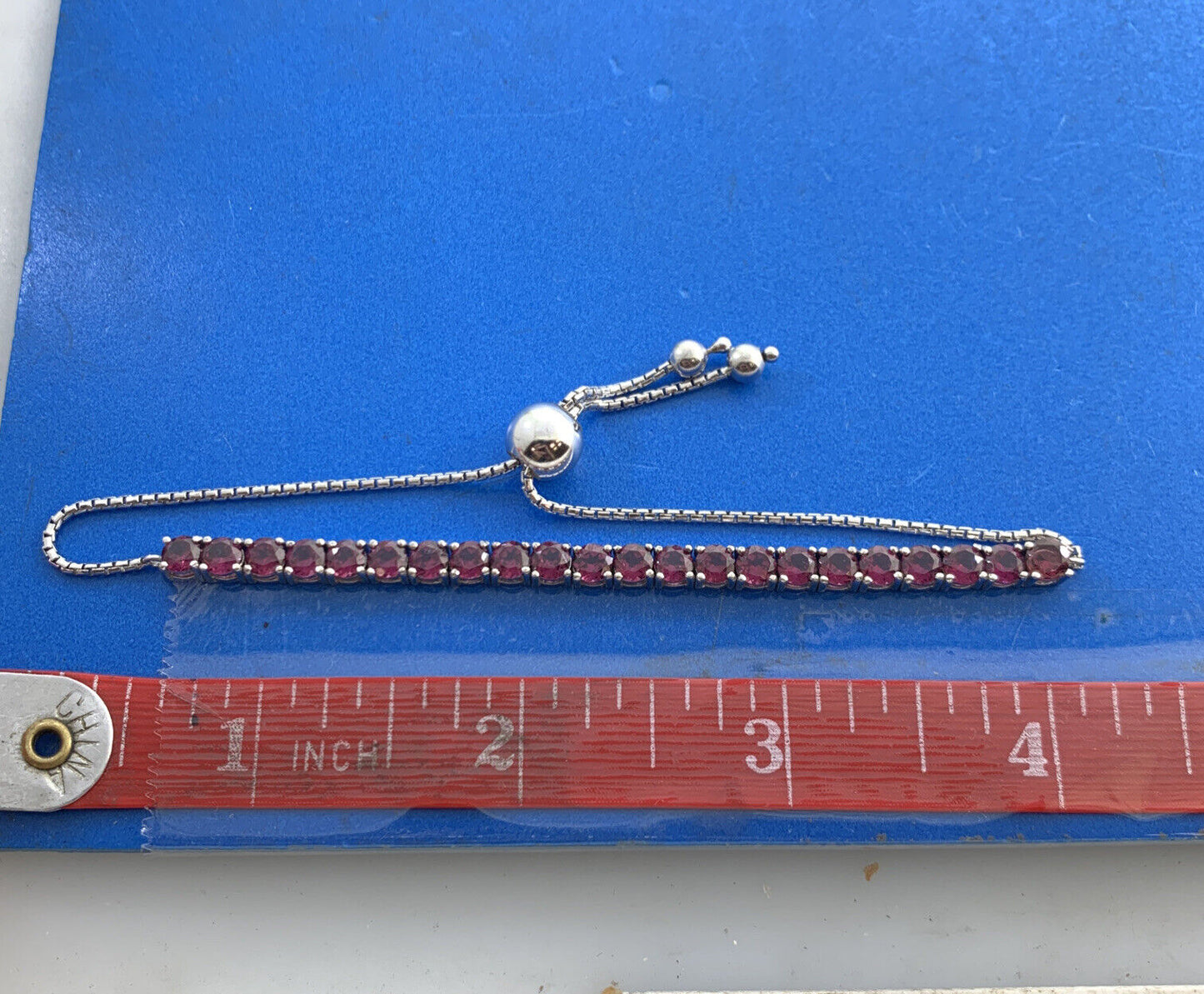 Designer BBJ 925 Sterling Silver Pink Tourmaline Lariat Style Tennis Bracelet