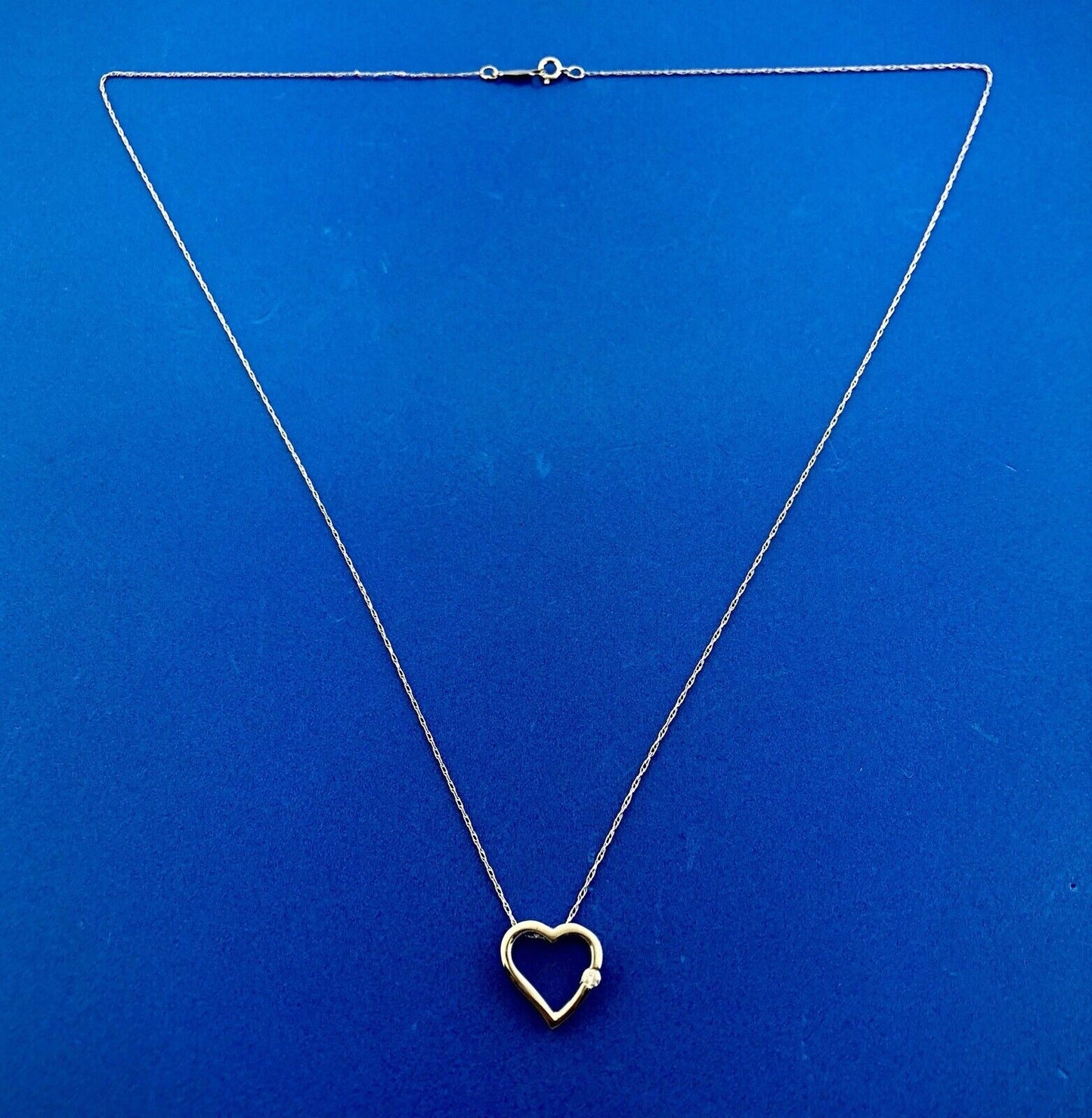 10K White Gold Diamond JCM Pendant 14K White Gold Chain Sweetheart Necklace