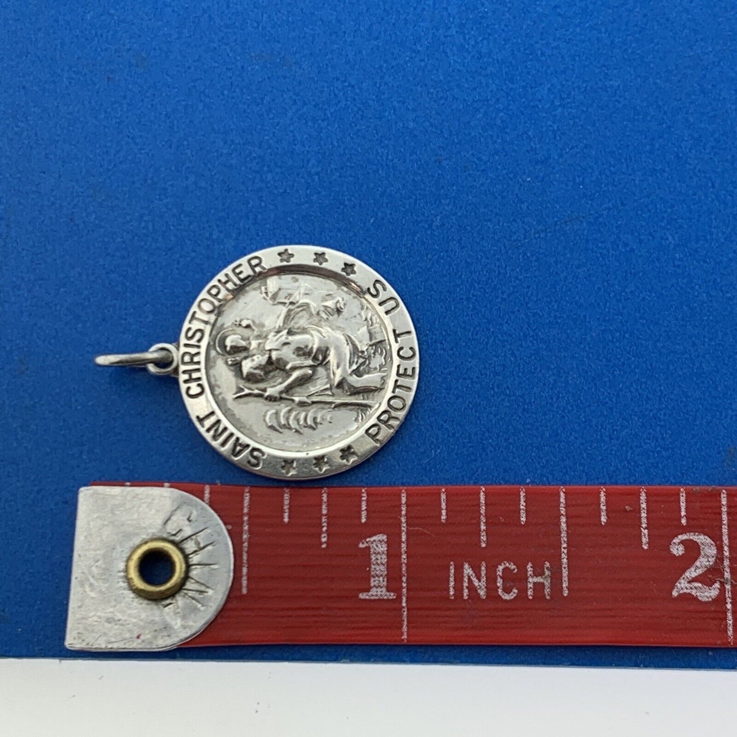 Vintage Danecraft 925 Sterling Silver Saint Christopher Protection Pendant Charm