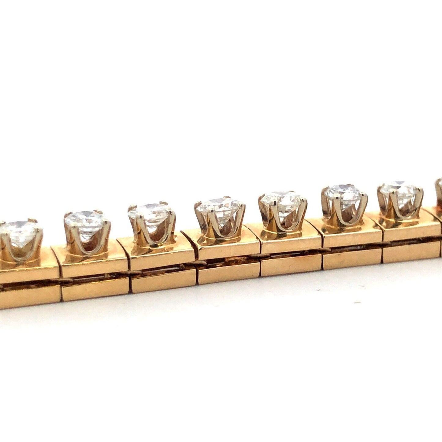 Estate 14K Yellow Gold Round Graduated Diamond Modernist Tennis Bracelet